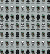 Star Wars Imperial Quotes Kawaii Characters Print, 100% Cotton Fabric, Grey